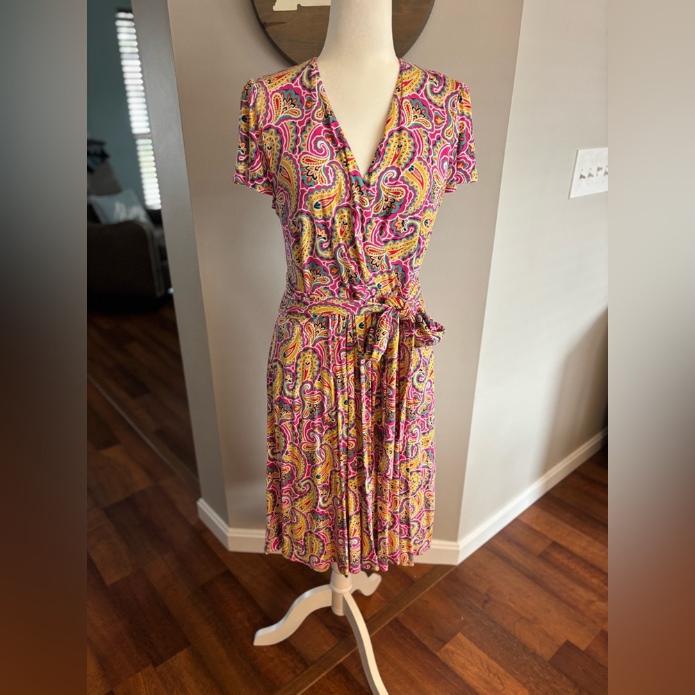 Boden Pink and Yellow Paisley Midi Dress